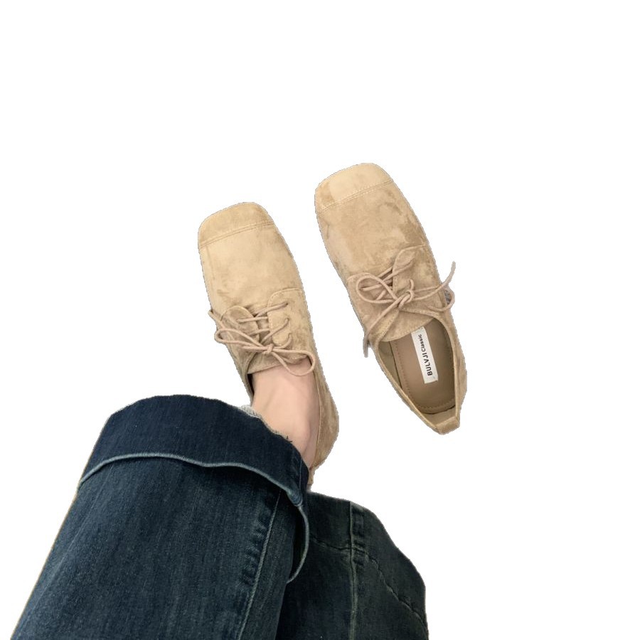 Schwarze Wildleder Mary Jane Schnürschuhe Mit Eckiger Kappe_voghion.com