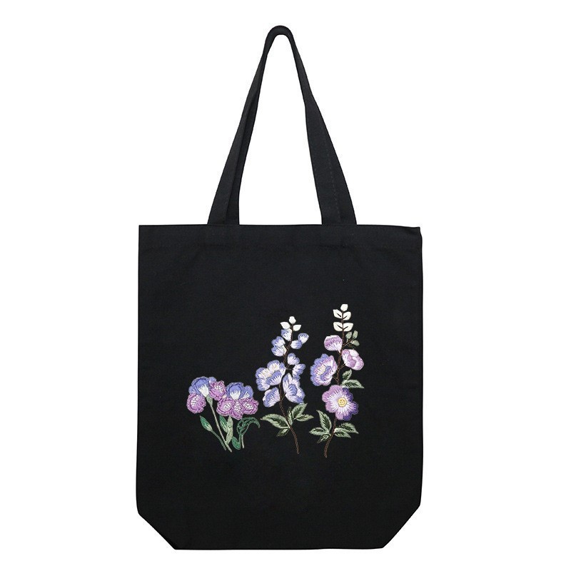 Hecho a mano DIY cinta bordada bolsa de lona Lu bordado solo hombro bolso tridimensional bordado flor lienzo mujer bolsa grande