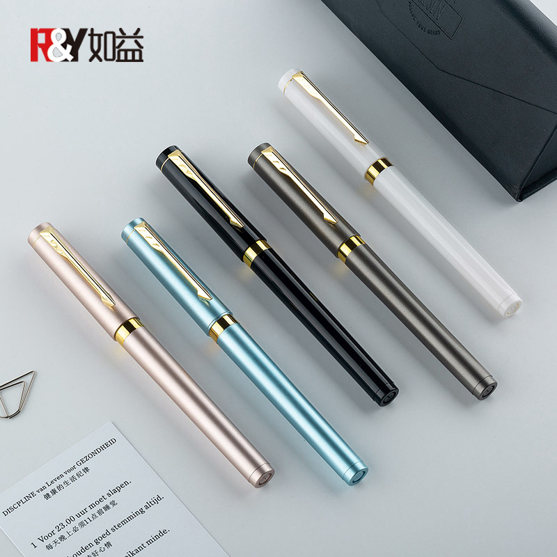 签字笔定制logo 大墨量高档仿金属黑色0.7水性中性笔广告订制批发