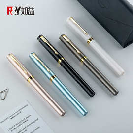 签字笔定制logo 大墨量高档仿金属黑色0.7水性中性笔广告硬笔书法