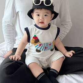 【夏季】新款腊肠狗宽肩哈衣可爱男女宝宝婴幼儿洋气薄款卡通童装