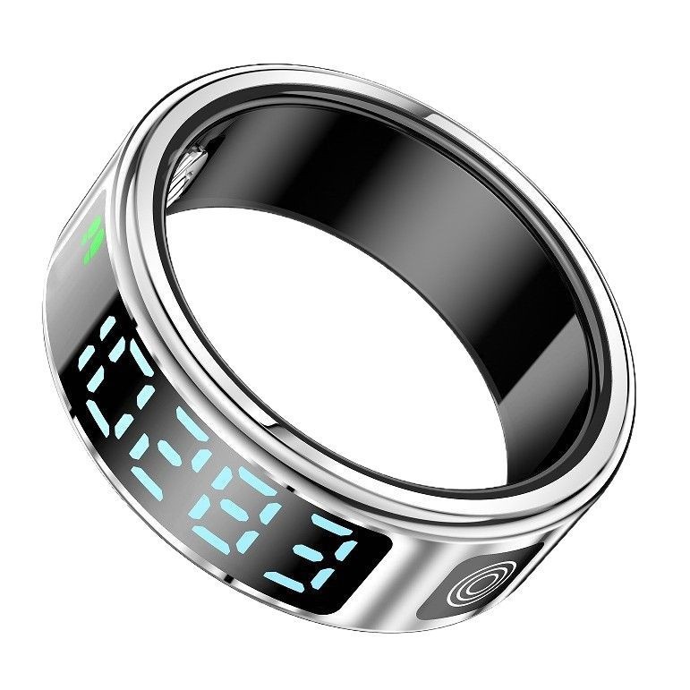 Bague connectée SR08 avec écran tactile multifonctionnel, moniteur de fréquence cardiaque, d'oxygénation sanguine et de sommeil_voghion.com