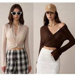 喇叭袖瑜伽服女亲肤修身设计交叉绑带运动罩衫透气健身服休闲百搭