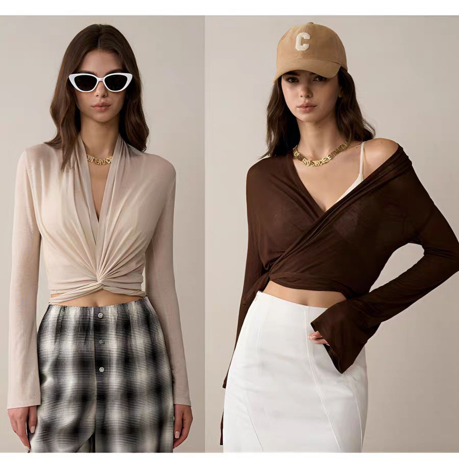 Flared Sleeve Yoga Top for Women, Skin-Friendly, Slim-Fitting Design, Cross-Tie Sports Cover-Up, Breathable Workout Clothes, Casual and Versatile