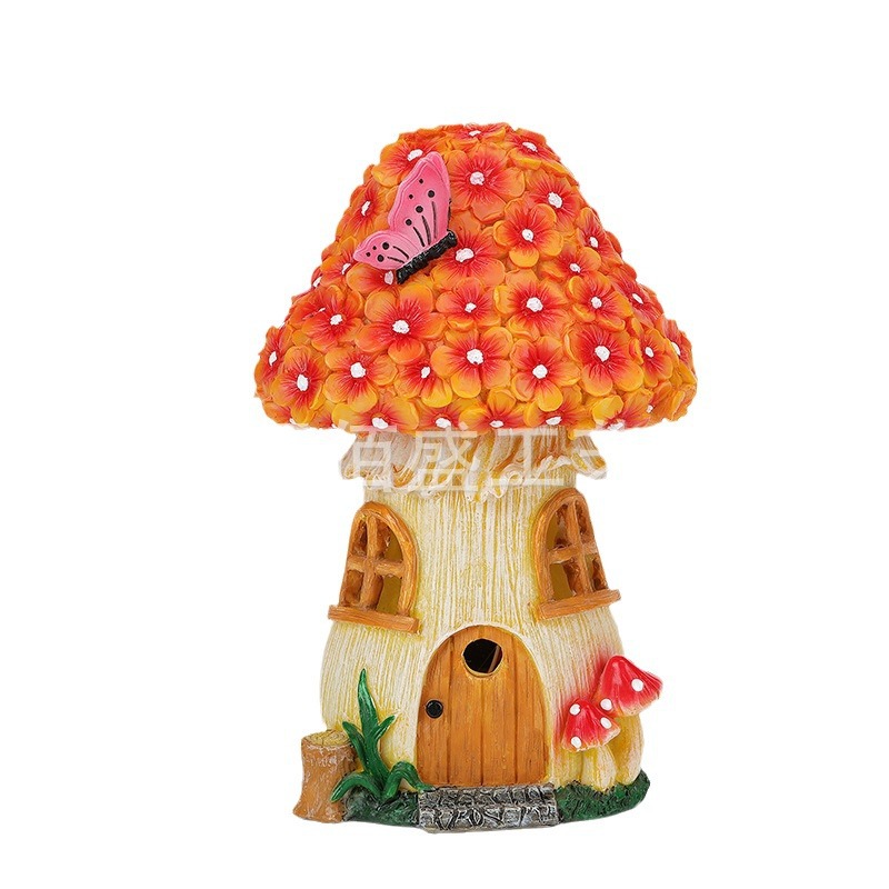 越境太陽エネルギー屋外庭園小夜灯キノコ屋花灯置物創意花園装飾樹脂工芸品