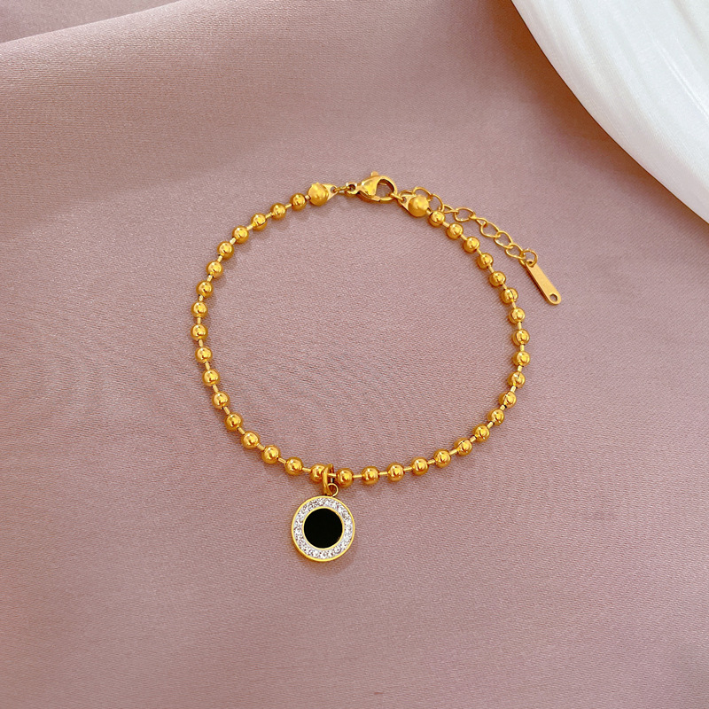 12g Weight Electroplating Gold Plating Process Golden Plated Plating Material Electroplating Golden Plated Round Titanium Steel Streetwear Titanium Steel Bracelets