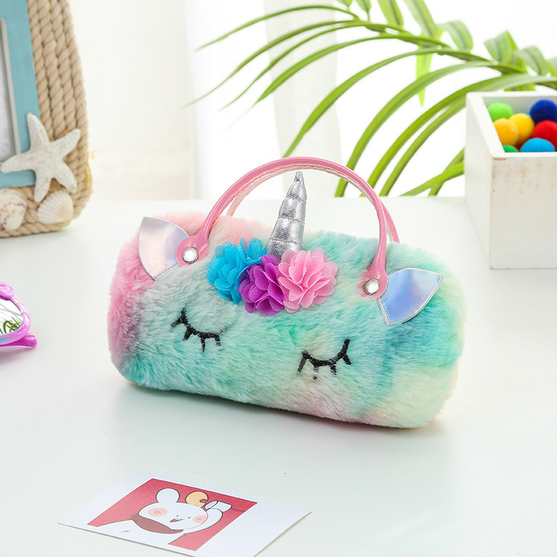Unicorn Glasses Frame Glasses Case Portable Children's Anti-Pressure Foldable Plush Cartoon Cute Student Glasses Case