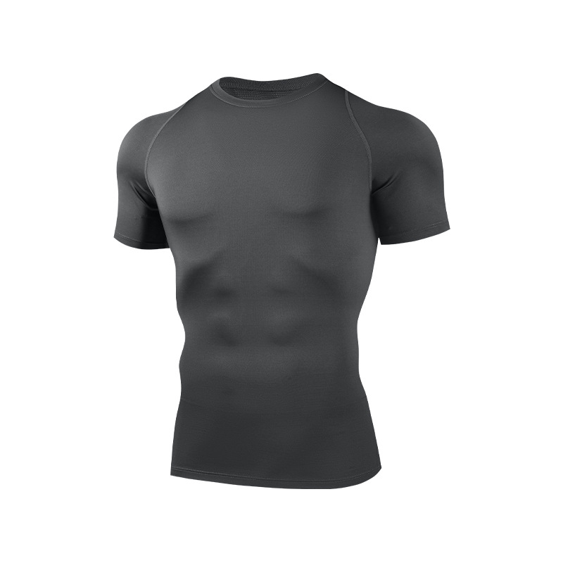 Verano malla delgada transpirable correr velocidad deportiva ropa seca de manga corta compresión ropa de entrenamiento de gimnasio para hombres