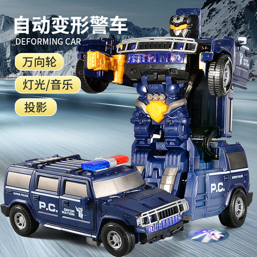 Children's electric toy red Hummer singing and dancing robot universal electric deformation car luminous toy car