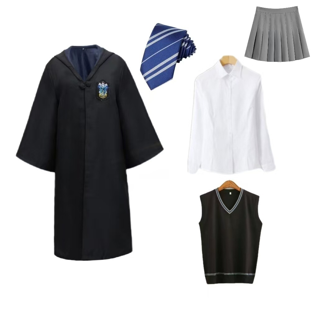 Халат Ravenclaw + галстук + рубашка + юбка + жилет
