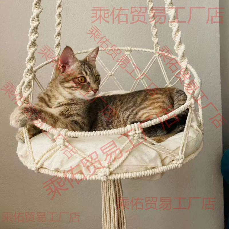 Тканая подвесная корзина, качели, кровать для кошек, балконный гамак, колыбель для кошек, растение ручной работы.