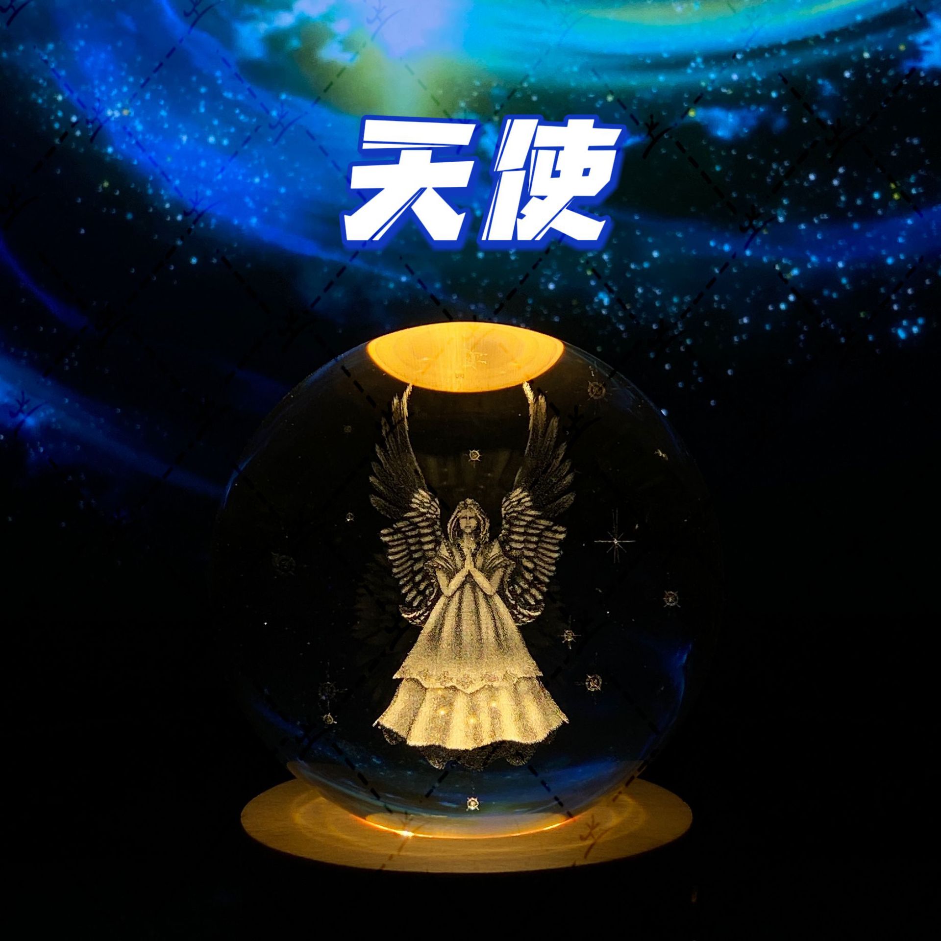 Luminoso ELK bola de cristal 3D tallada noche Luz de madera decoración de escritorio regalo para niñas regalo de cumpleaños al por mayor