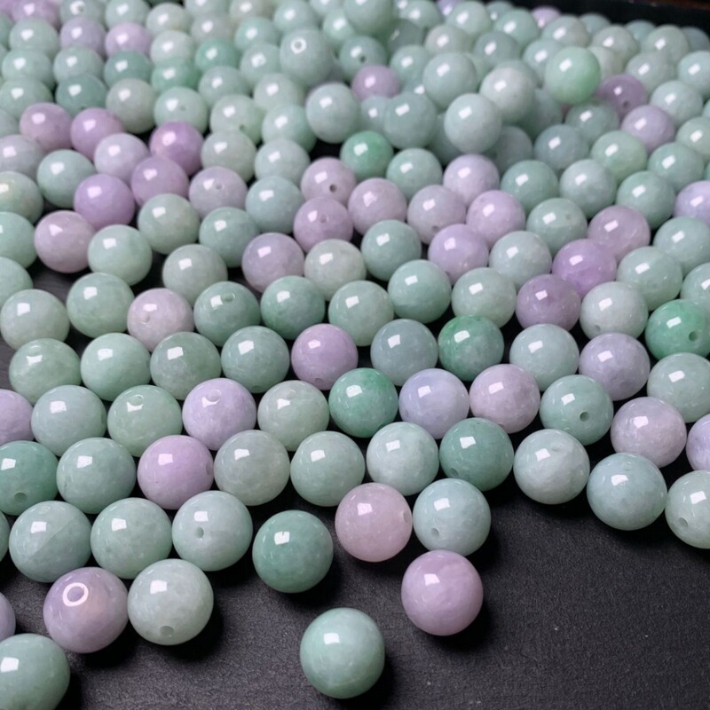 Bean Green Violet Jade Beads 12 ㎜ Myanmar Jade Jade Handicraft Jewelry Sihui City Jade A Material Scattered Beads