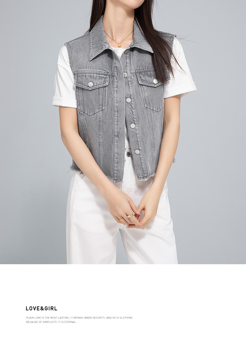 Áo vest denim không tay nữ phong cách Hồng Kông cổ điển — AC65335 chi tiết 17