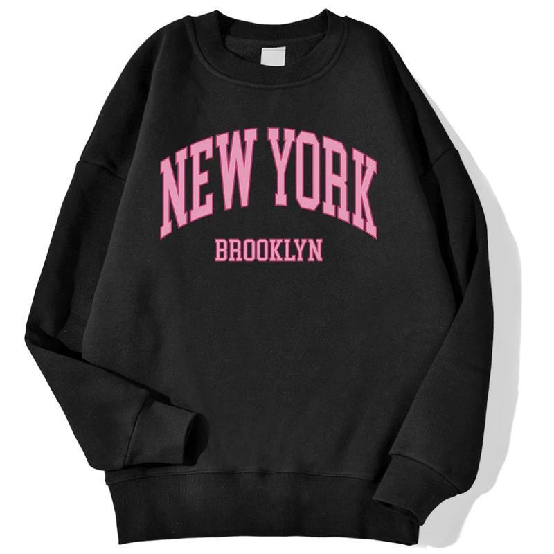 Nueva York Brooklyn Pink City Letras Prints Male Sweatshirts A