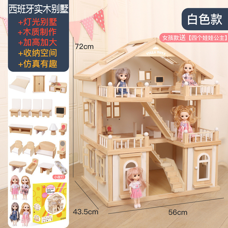 Juego de madera transfronterizo juguetes educativos esquina casa de muñecas villa castillo habitación de niños simulación escena de la vida
