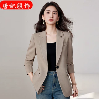 灰色西装外套女高级感2025春秋季新款女士休闲小个子气质西服上衣