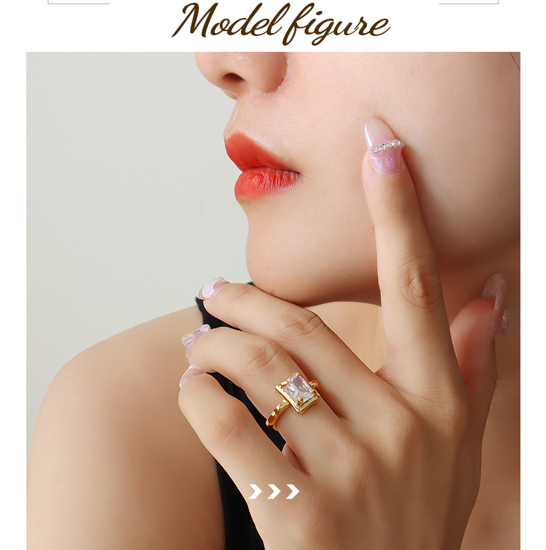 Simple Style Lingge Copper Open Ring Plating Rhinestones Copper Rings