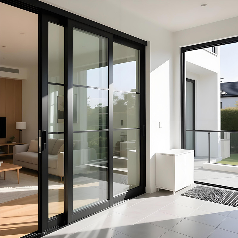 Foshan Factory Supplies Aluminum Alloy Double-Opening Sliding Glass Doors for Villas, Balconies, Living Rooms, and Kitchens