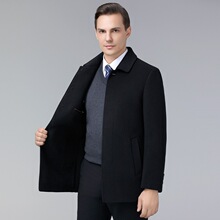 品牌百搭男装中年爸爸高端休闲免烫羊毛外套经典商务双面羊绒大衣