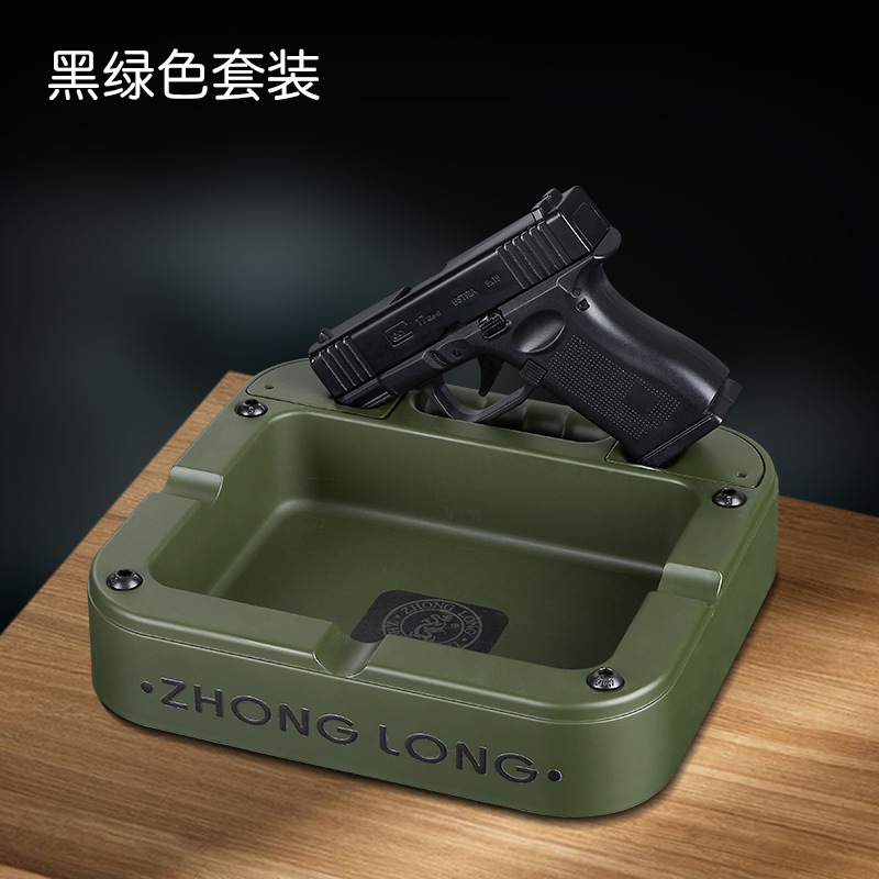 035B marea juegan encendedor de descompresión conjunto de cenicero cuadrado inflado a prueba de viento azul fuego adornos prácticos suministro transfronterizo