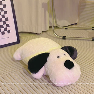 Black and White lying dog pillow doll hook cushion cute puppy doll girl cushion bed sleeping birthday gift