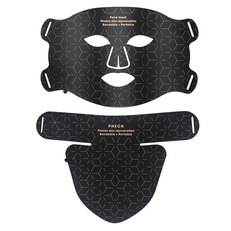 Dispositivo de máscara de fotones con luz roja y azul para rejuvenecimiento facial, incluye máscara de belleza de silicona LED para el cuello.