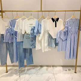 三23夏季彩新款短袖淑女风雪纺连衣裙针织衫外套套装商场专柜神货