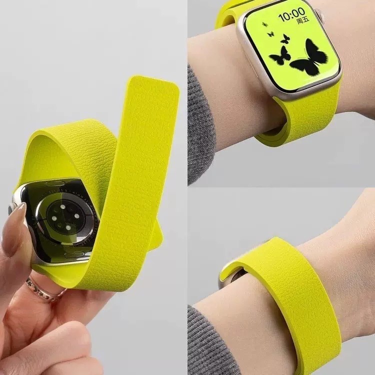 Apple Watch1-11世代/Ultra1-3/SE3に適しています。ライチ柄のソフト磁性シリコンストラップです。|undefined