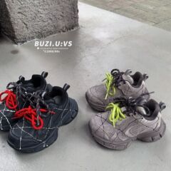 复古做旧工业风童鞋秋款儿童运动鞋女童老爹鞋轻便软底男童鞋子