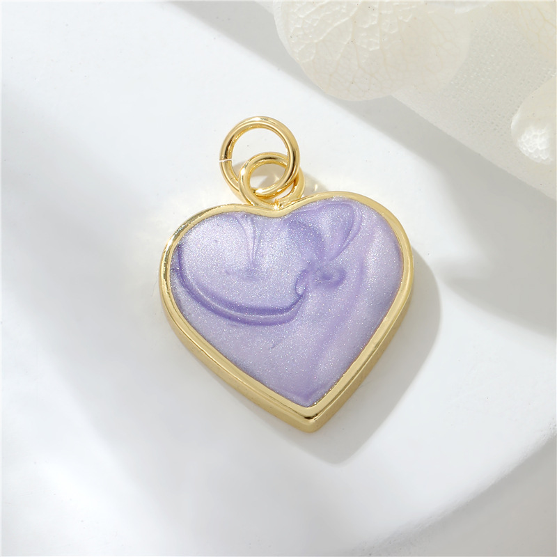5g Weight Pendant Jewelry Making Type DIY Jewelry Accessories Classification 1 Piece Quantity Copper Material Heart Shape Pattern Enamel Design Sweet, Simple Style Style 1 Piece Copper Heart Shape Pendant 5