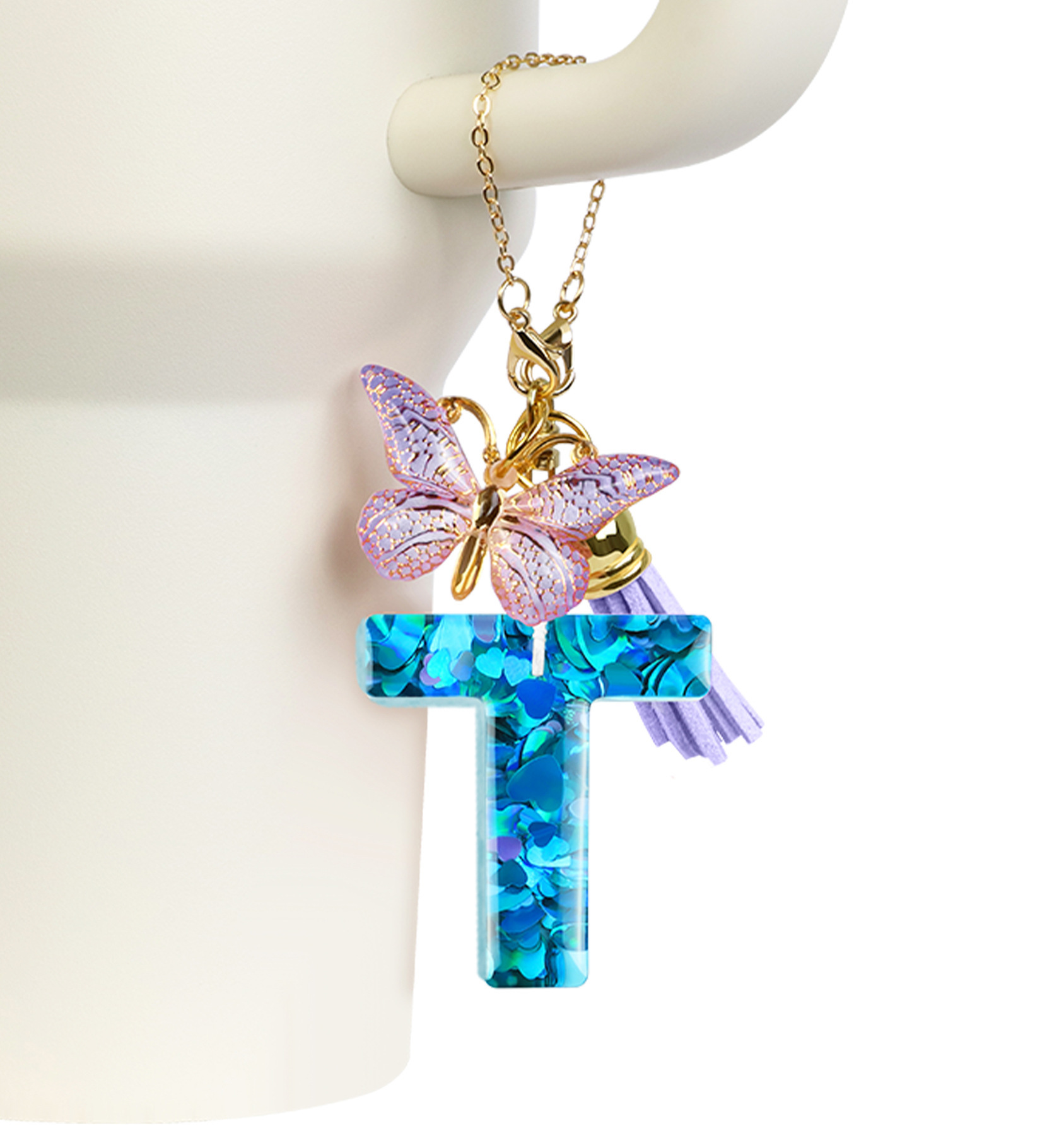 Copa Stanley europea y americana, colgante de letras de diamantes, vaso, cadena de taza de botella, bola de cristal, accesorios de llavero de letras en inglés