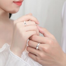 S999足银戒指女款纯银对戒闭口男尾戒时尚个性情侣戒指情人节礼物
