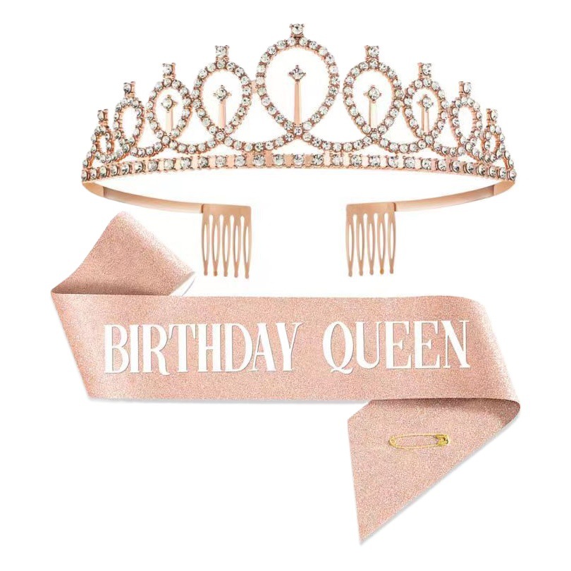 Fiesta de cumpleaños europea y americana corona tocado diadema horquilla letra hapybirthday diadema de feliz cumpleaños