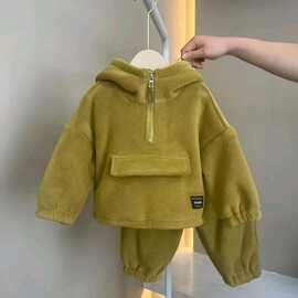 软糯套装~2025新款儿童秋冬摇粒绒裤子加绒卫衣套装外穿保暖韩系