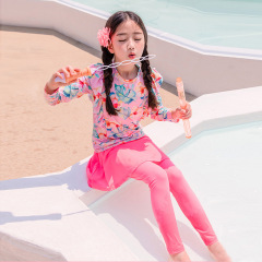 Children's long-sleeved swimsuit, girl's split skirt, long trousers, girls' middle and large children's swimsuit, baby's sun protection swimsuit