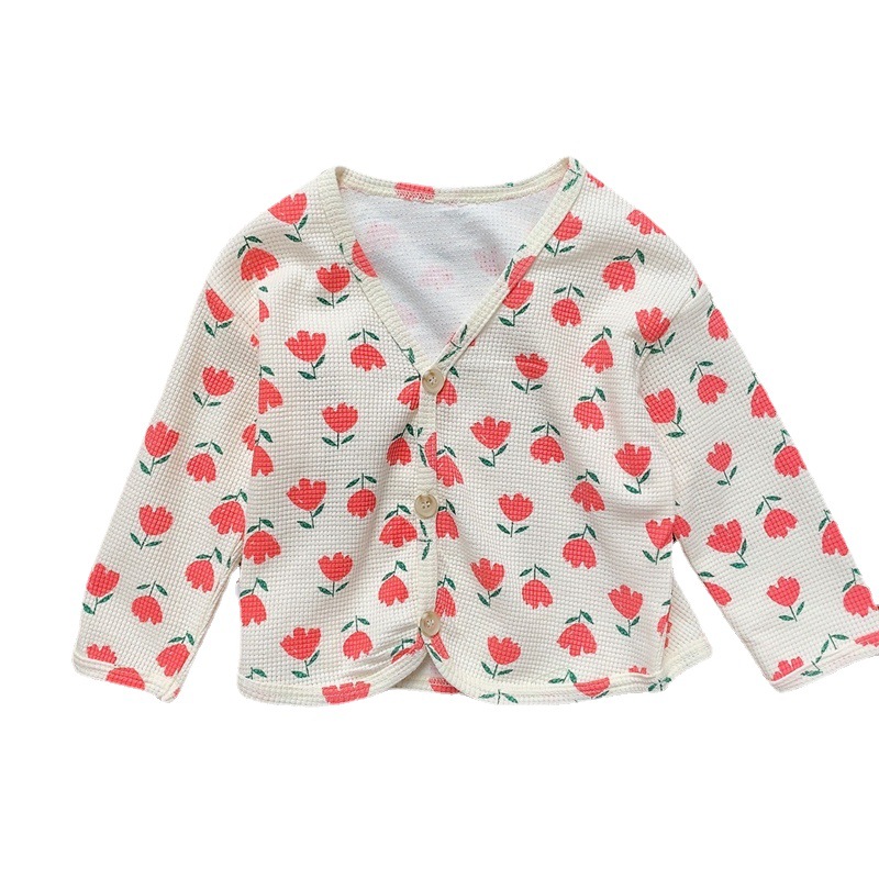 Abrigo DE LOS NIÑOS primavera estilo coreano ropa los niños bebé cardigan abrigo niñas waffle primavera ropa niños Bebé Ropa superior