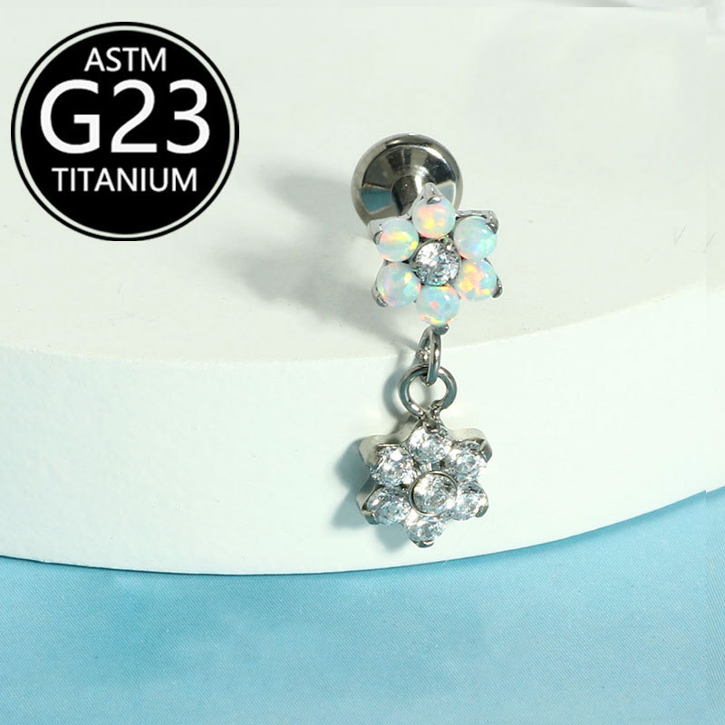 G23 Titanium Alloy Flower Internally Threaded Lip Labret Stud Ear Cartilage Piercing Jewelry Fashion Versatile detail image 5