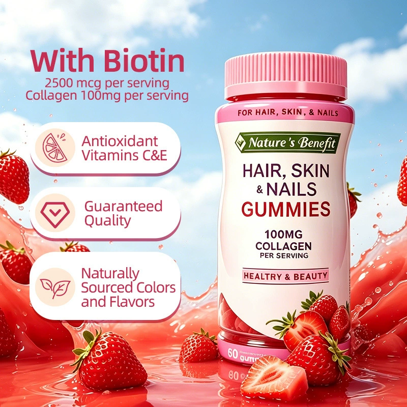 Купить NATURE CARE BEAUTY SKIN Gummies |Клубника Биотин Гаммьs