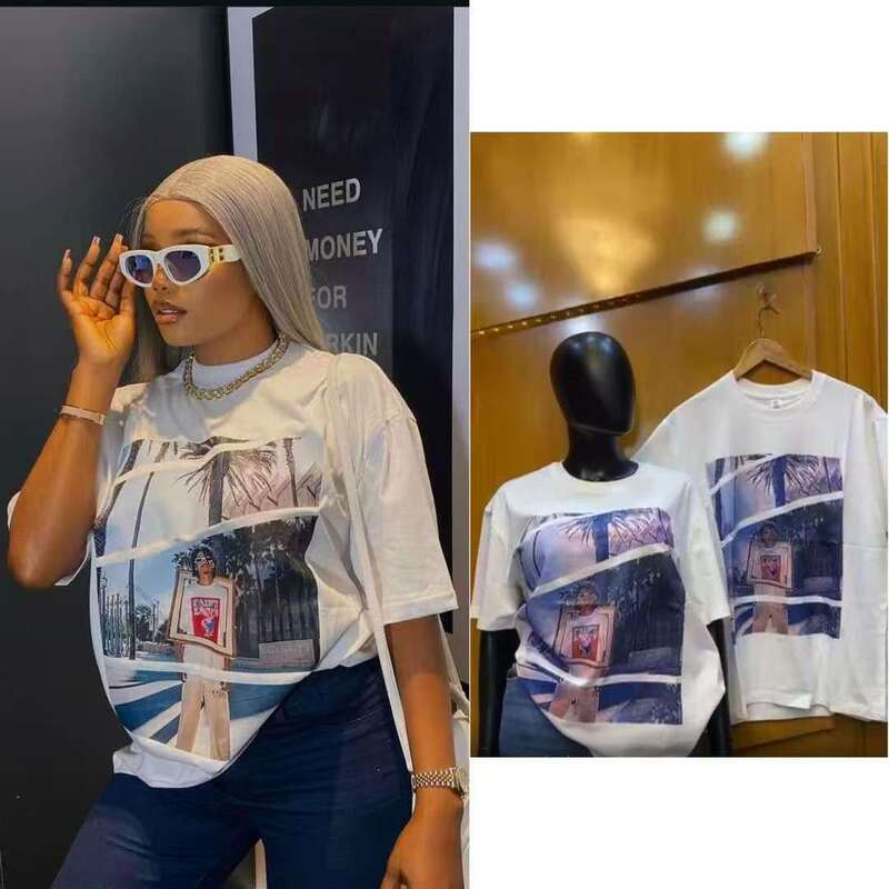 240g American-Style Hong Kong Retro Washed White Short-Sleeve Trendy Summer Graphic Print Pure Cotton Unisex Loose T-Shirt