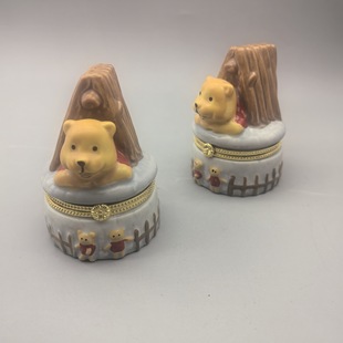 Cute Bear Ceramic Jewelry Box Nordic Light Luxury Small Capacity Dustproof Best Friend Wedding Anniversary Souvenir Cute Fun