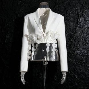 Elegant Ladylike Style Jacket for Women 2025 New V-Neck Design with a High-End Feel, Three-Dimensional Floral Patchwork Short Blazer