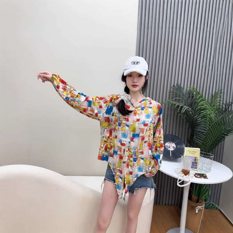 2025 New Summer Thin Cotton Silk Sunscreen Top Artificial Cotton Floral Hooded Cardigan Women's Lace-up Shawl Jacket 2025 New Summer Thin Cotton Silk Sunscreen Top Artificial Cotton Floral Hooded Cardigan Women's Lace-up Shawl Jacket