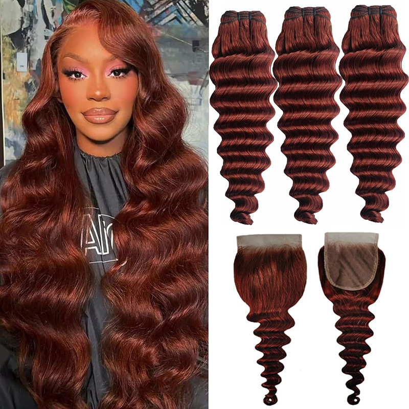 European and American Human Hair Wig Hair Curtain Transparent Lace Hair Block Loose Deep Bundle Human Hair