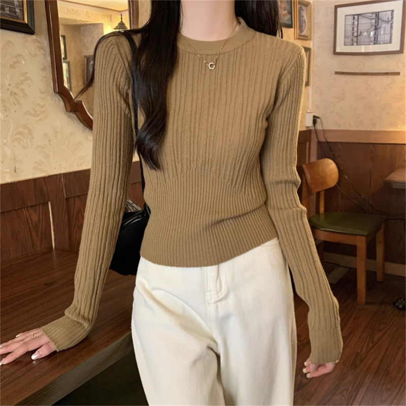 韩版气质低领打底衫2025新款女秋冬季针织衫毛衣内搭保暖体恤上衣