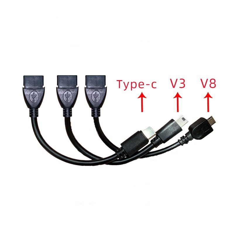 注塑v3otg转接线黑色v8otg转接头Type-转母座otg micro usb数据线
