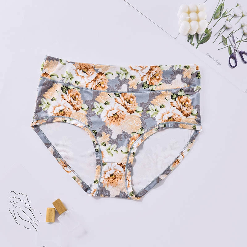 Soft Floral-Print Plus-Size штаны для России, дышащие и безопасные для кожи, антибактериальные