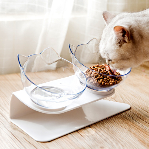 Cat Bowl Dog Bowl Cat and Dog Double Bowls Anti-Slip Pet Cat Bowl Cat Food Bowl Meal Bowl Protecting Cervical Vertebrae 