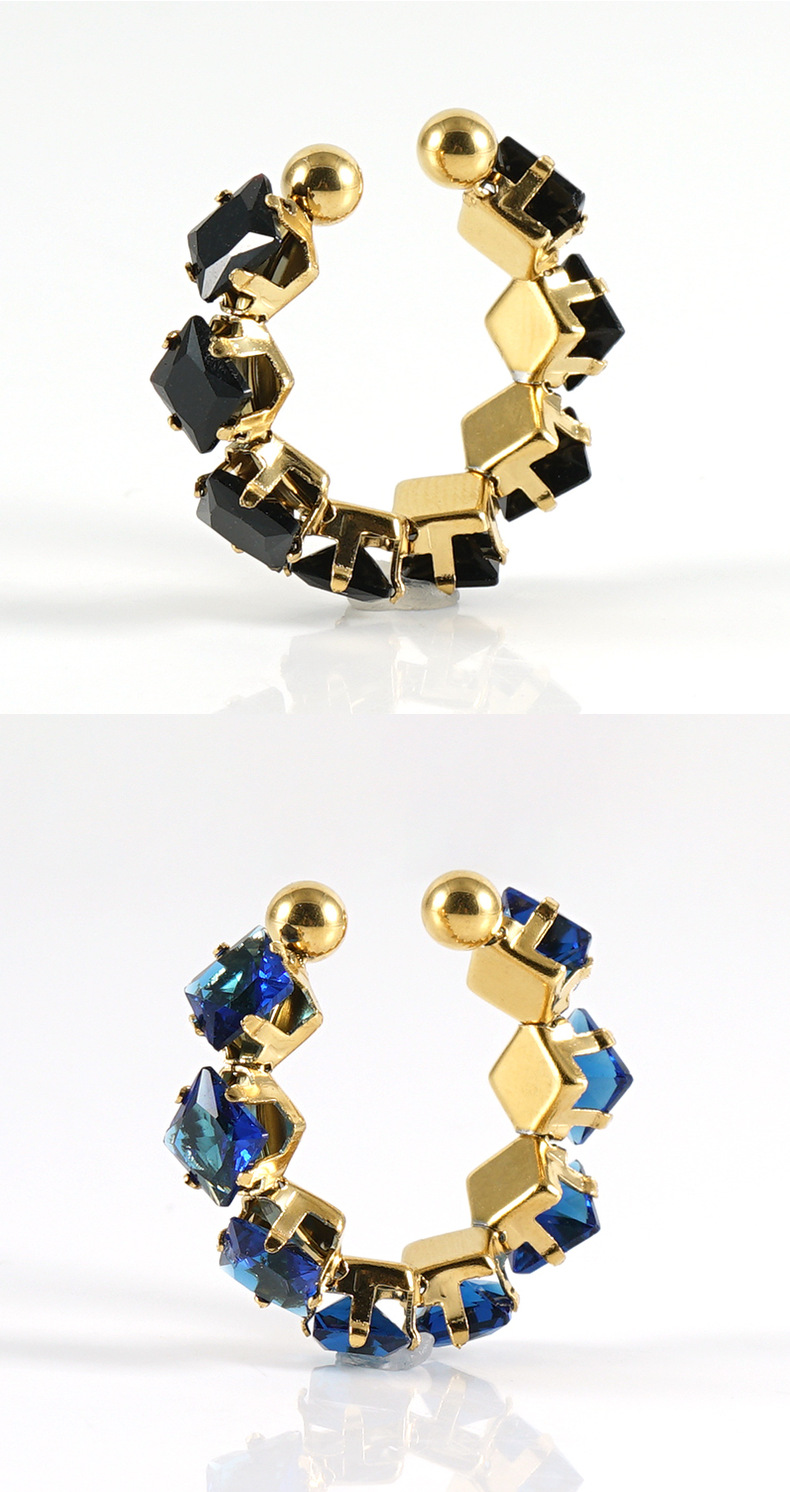 Retro Square Stainless Steel Inlaid Zircon Rings display picture 2