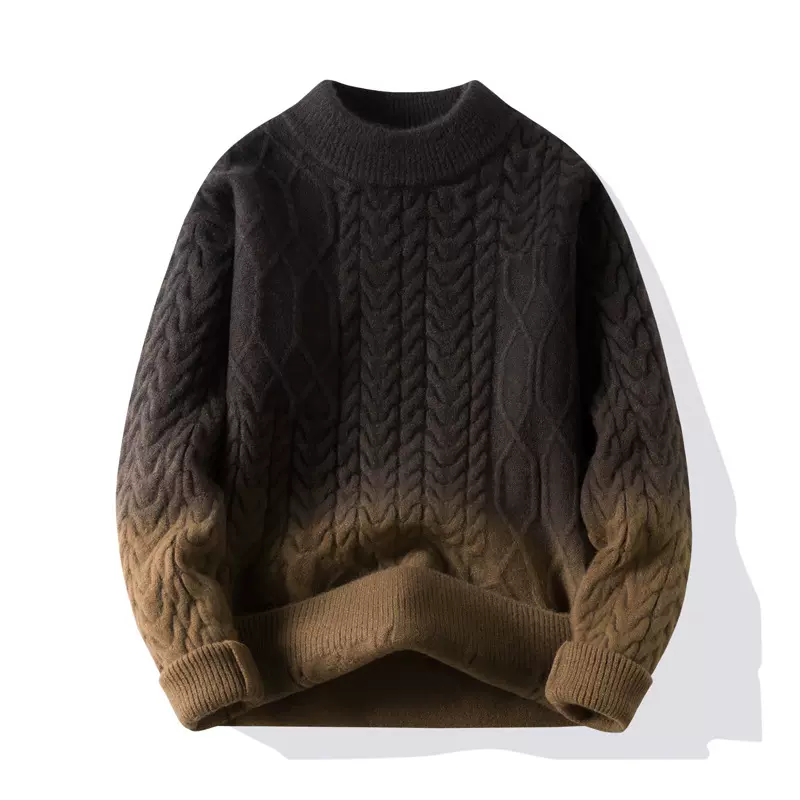 渐变毛衣男款2025冬季加厚针织衫男打底衫青少年高级感保暖毛线衣